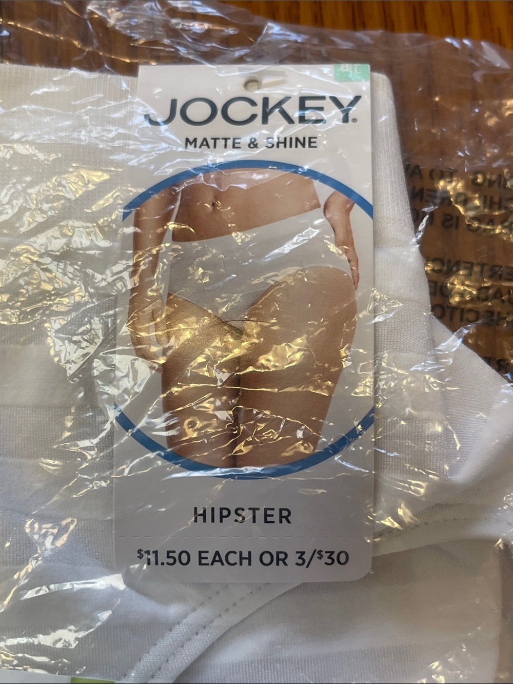 3-pack Jockey Matte & Shine White Hipster size 8xl--Listing A5